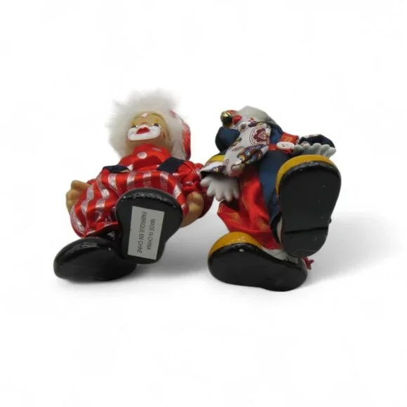 Ceramic CLOWN Figurines Set Of 2 Red and Blue China Vintage - Picture 2 of 11